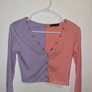 Two toned long sleeve top